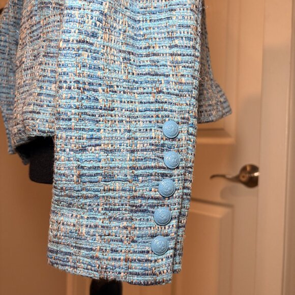 L'Agence Brooke Double Breasted Tweed Blazer in Light Blue Size 6 - Picture 5 of 7